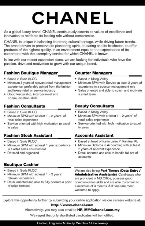 chanel model application|chanel job description.